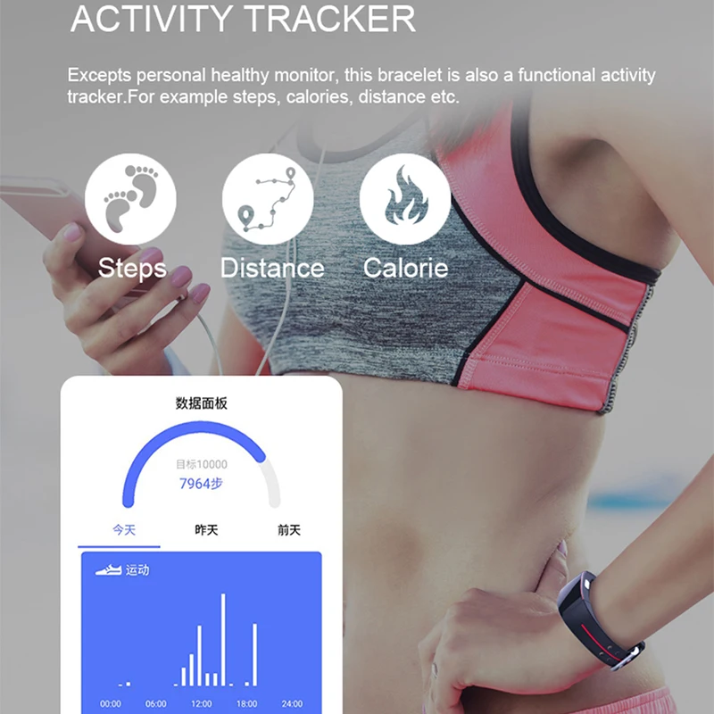 Fitness Tracker ECG+PPG Smartband Blood Pressure Measurement Bluetooth Smart Bracelet Wristband Sports Activity Watch | Электроника
