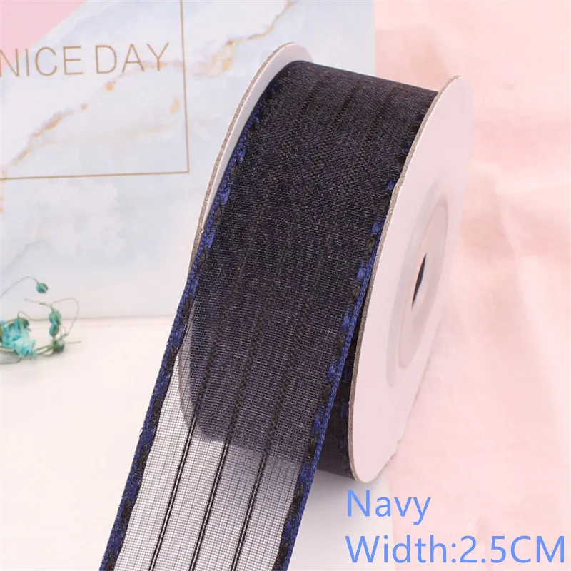 Navy 2.5CM Новинка, ширина 1,5-4 см, длина 5 метров, Бант Шпилька для волос, аксессуары для рукоделия, подарочная упаковка, лента, двусторонняя пряжа для перемычки - Цвет: Navy 2.5CM