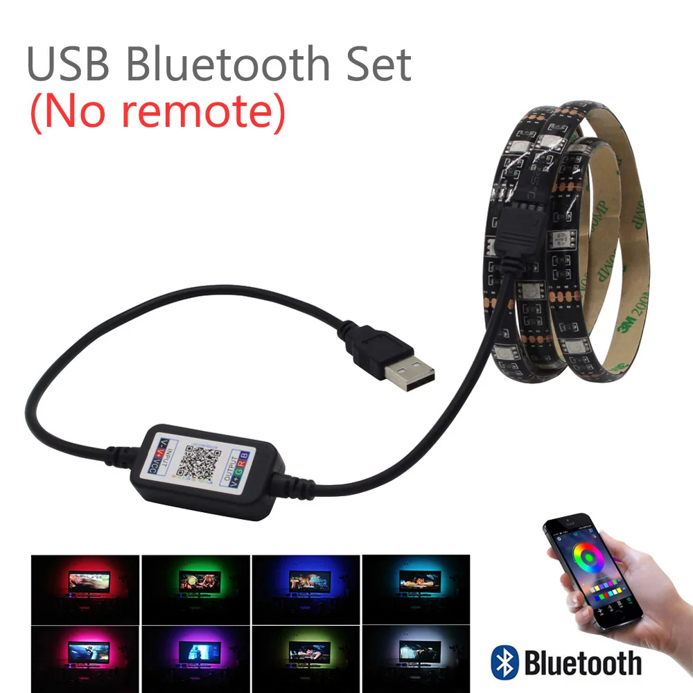 Светодиодные ленты светильник Bluetooth USB 5V Тира светодиодный RGB ленты Ambi светильник ТВ Wi-Fi Водонепроницаемый SMD 5050 музыка ТВ фон Гибкая полоса