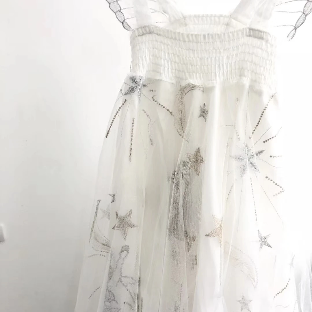 5445 Unicorn Embroidery Wings Princess Baby Girl Dresses Spring Wedding Party Kids For Girls Wholesale baby girl clothes | Детская