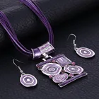 Комплект ювелирных изделий из эмали, изящный кожаный шнур с подвеской, геометрический чокер, ожерелье, серьги-подвески, комплект ювелирных изделий в стиле бохо