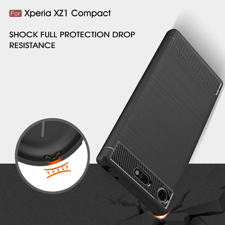 Для Sony Xperia XZ1 Compact Case для Cover Carbon Fiber силиконовый чехол 4 6&quot | Мобильные телефоны и