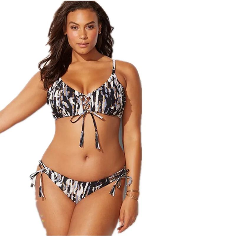

2019 Plus size Bikini Set Swimwear Female Brazilian Bikinis push up Swimsuit women Large cup 3XL Bathing Suits Bandage biquini