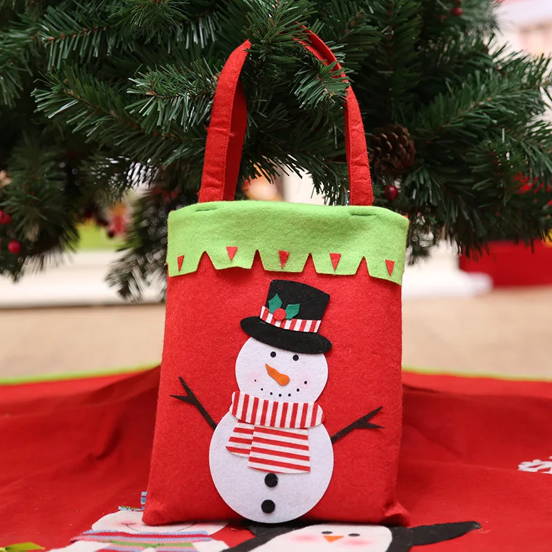 XINAHER Christmas Gift Bag Tree Pattern Santa Claus Candy Handbag Home Party Decoration Xmas Kids Handmade 42*22cm |