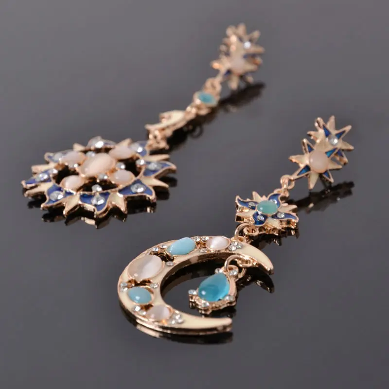 ACEMIR Women Fashion Statement Party Earrings Charms Moon And Sun Design Ethnic High Quality Pretty Girl Dangle E02 | Украшения и