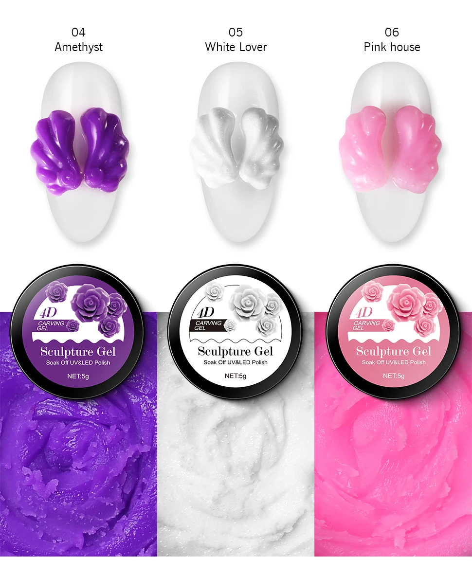Azure Beauty 4D Sculpture Carved Nail Gel Professional Painting UV Gel Polish Nail Art Modelling Decor Manicure DIY Pattern