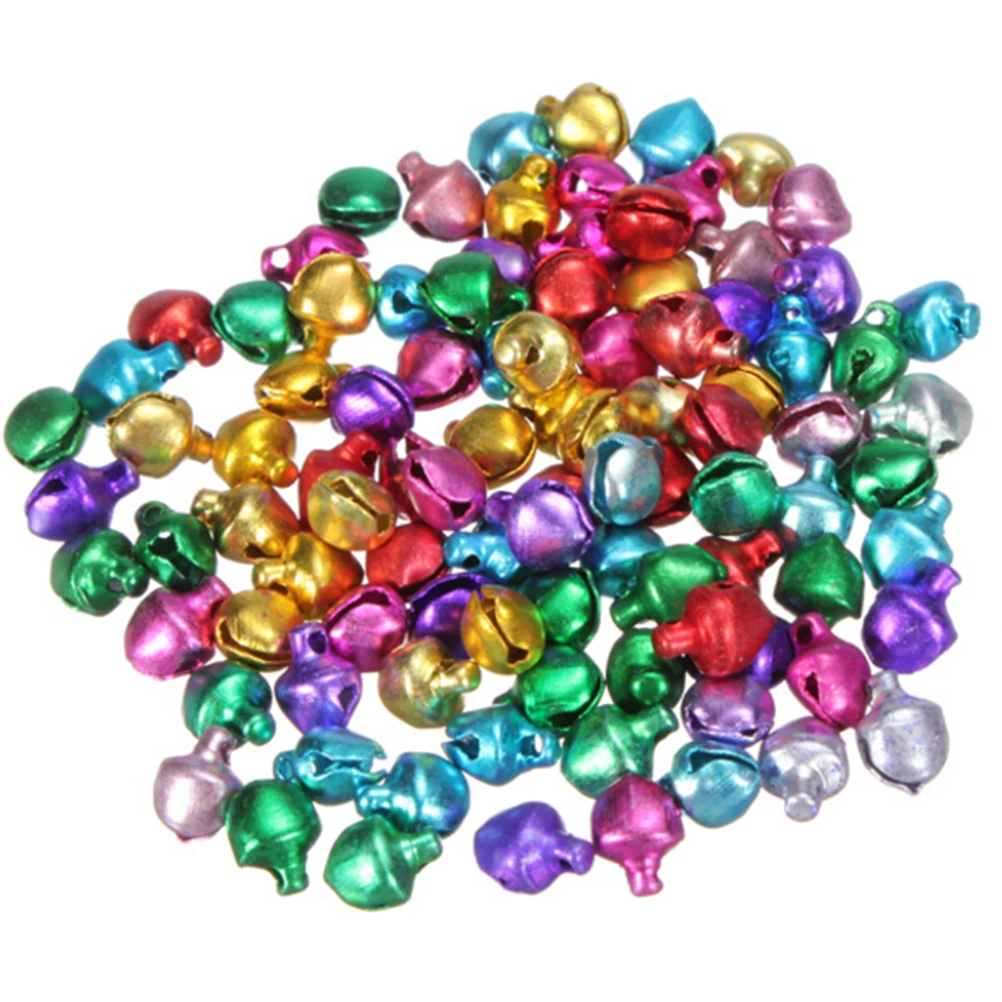 100pcs/lot Mix Colors Loose Beads Small Jingle Bells Christmas Decoration Gift Wholesale Colorful DIY Crafts Handmade 6/8/10MM 50pcs christmas jingle bells metal little bells decoration colorful mix color party diy beads christmas jewelry accessories