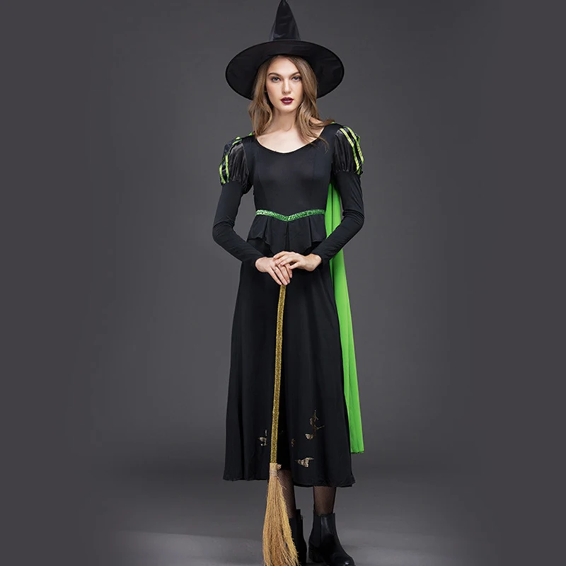 Free shipping new magic girl game suit sexy high shredded milk fiber long sleeve dress Halloween Witch cosplay Costume adult |