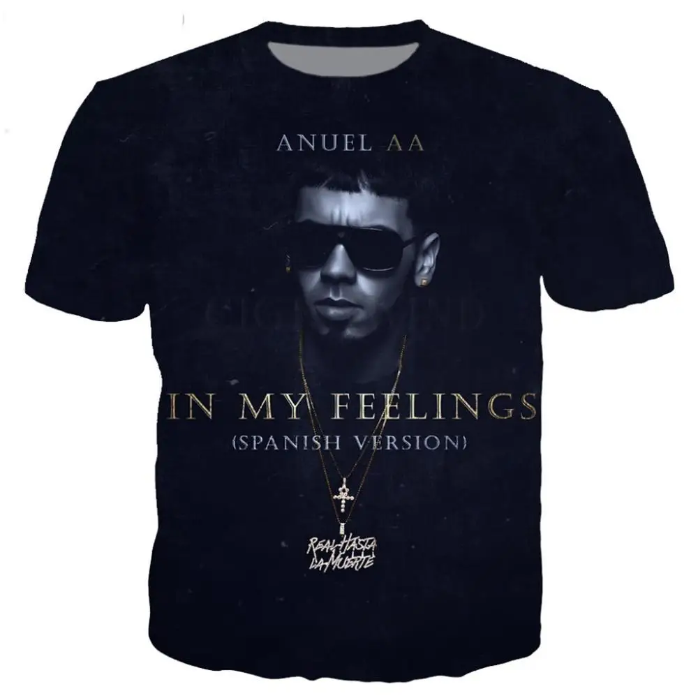 01 Новое поступление, Классическая Футболка ANUEL AA для мужчин и женщин, 3D принт, новинка, модная футболка в стиле хип-хоп, уличная одежда, повседневные летние топы - Цвет: 01