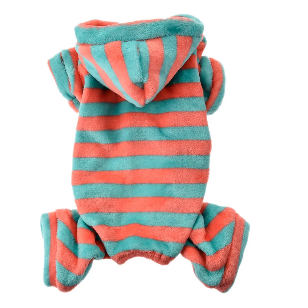 Новейшая одежда для домашних животных полосатая Коралловая бархатная собак на