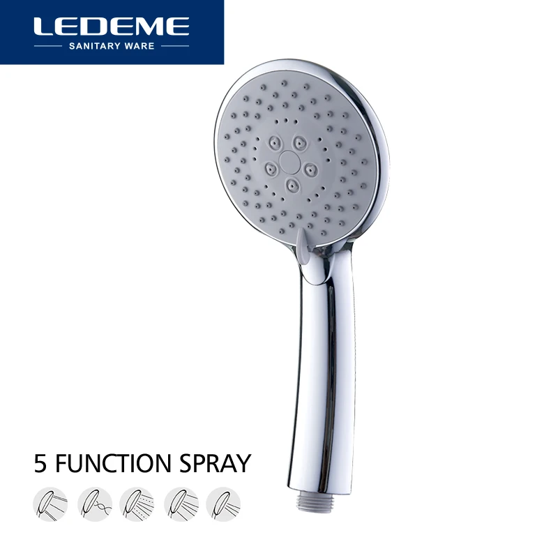 

LEDEME Shower Head Bathroom Accessories Five Function Shower Nozzle ABS Material Water Saving Chrome Bath Hand Shower Head L01