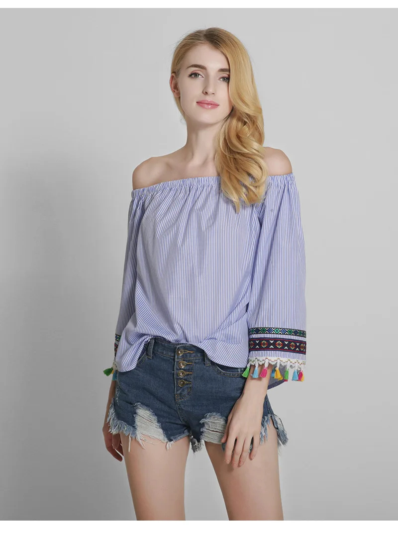 Осень 2017 женская рубашка блузка футболка с кисточками сексуальные топы