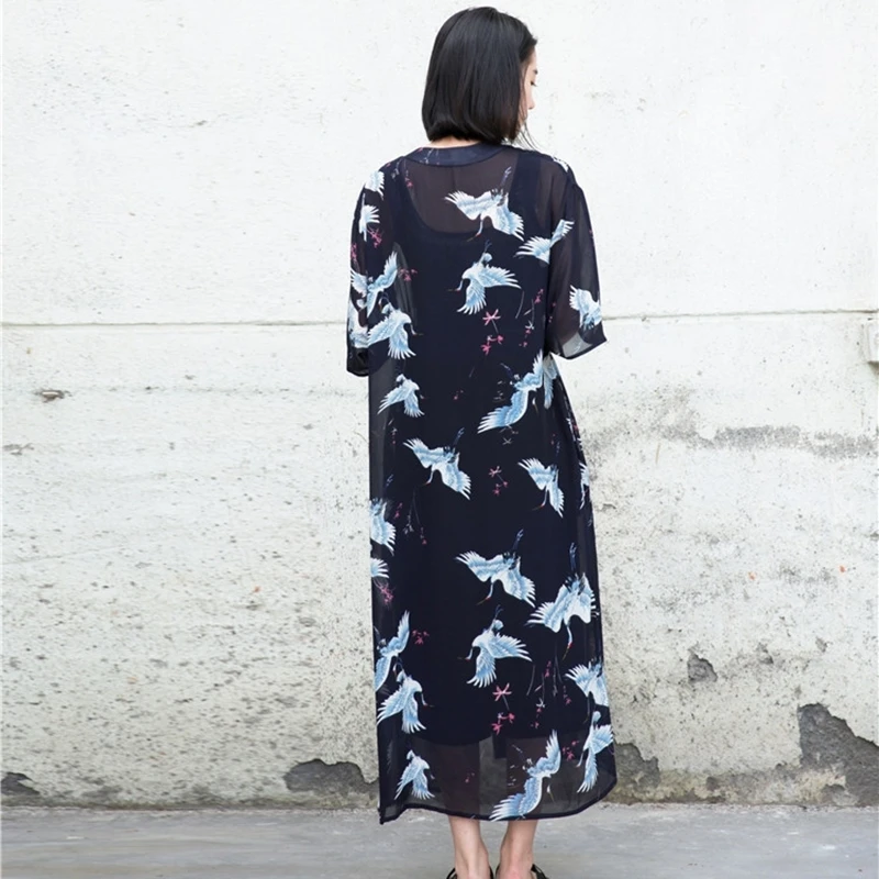 Женское японское кимоно yukata кардиган модная блузка с длинным рукавом в