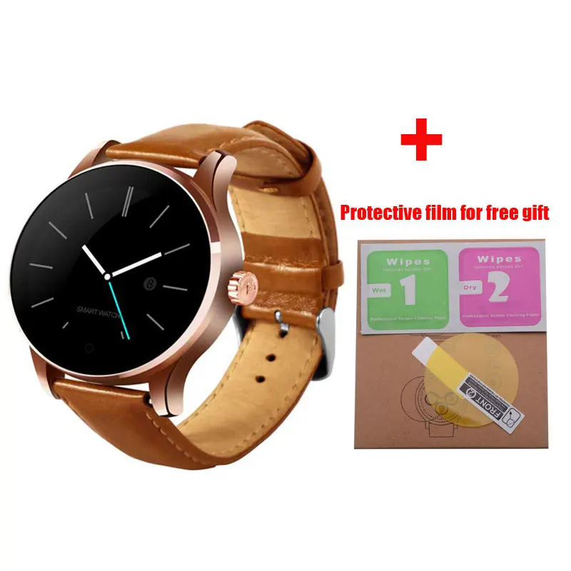 brown leather watch K88H Смарт часы 1,22 дюймов ips круглый экран Поддержка Спорт монитор сердечного ритма Bluetooth SmartWatch для IOS Android - Цвет: brown leather watch