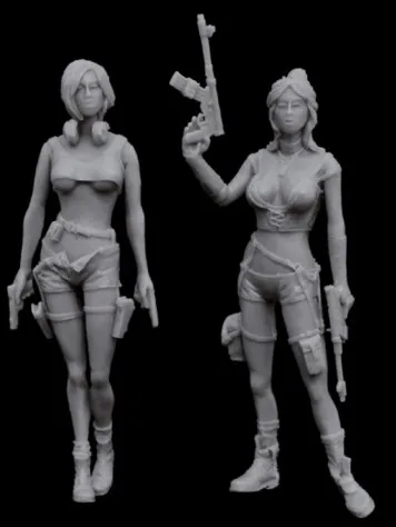 1/35 масштаб сексуальный женский Охотник 2 человека набор моделей из смолы