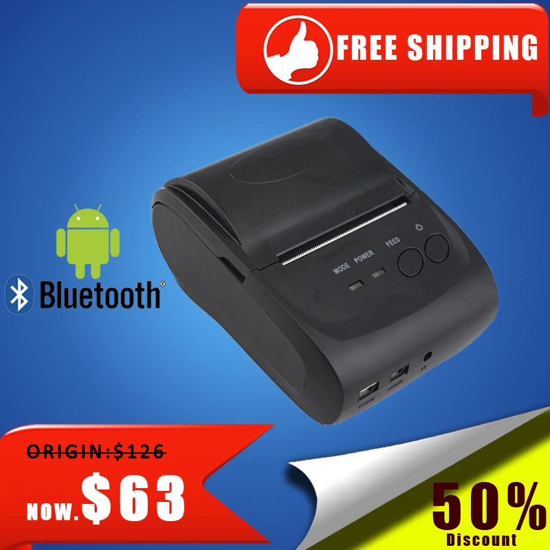 NT-5802LD 58 мм Мини Портативный Bluetooth термопринтер 58 мм для Andriod POS системы