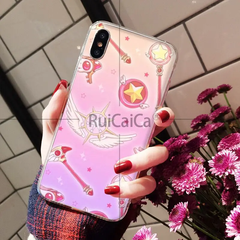 Силиконовый прозрачный чехол для телефона Ruicaica Magic Card Girl Sakura Apple iPhone 8 7 6 6S Plus X XS MAX 5