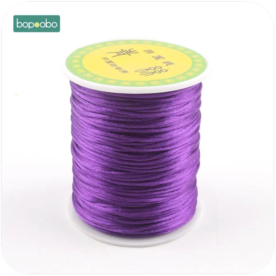 purple Bopobo Красочные 1 мм 80 метров атласная шелковая веревка нейлоновый шнур для детских прорезывателей Аксессуары Для Прорезывания Зубов Ожерелье трещотка шнур DIY инструмент - Цвет: purple