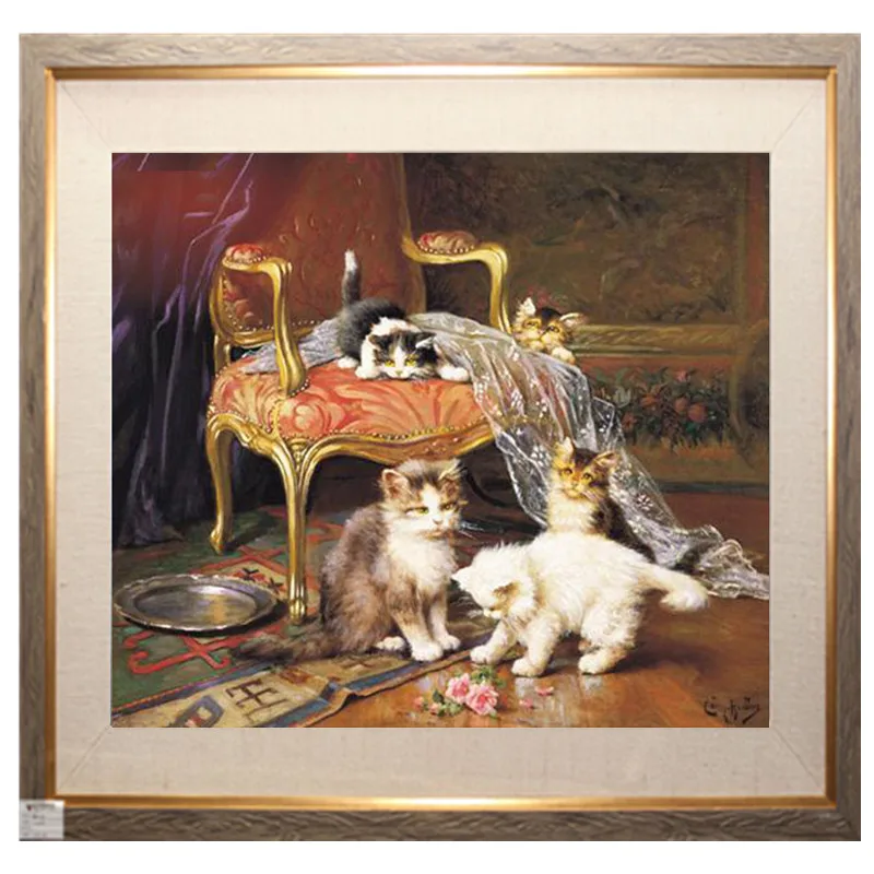 Рукоделие DMC Diy Вышивка крестиком Paintind животный узор 14 CT без рисунка картина счетный крест-строчка прекрасный кот стол 4