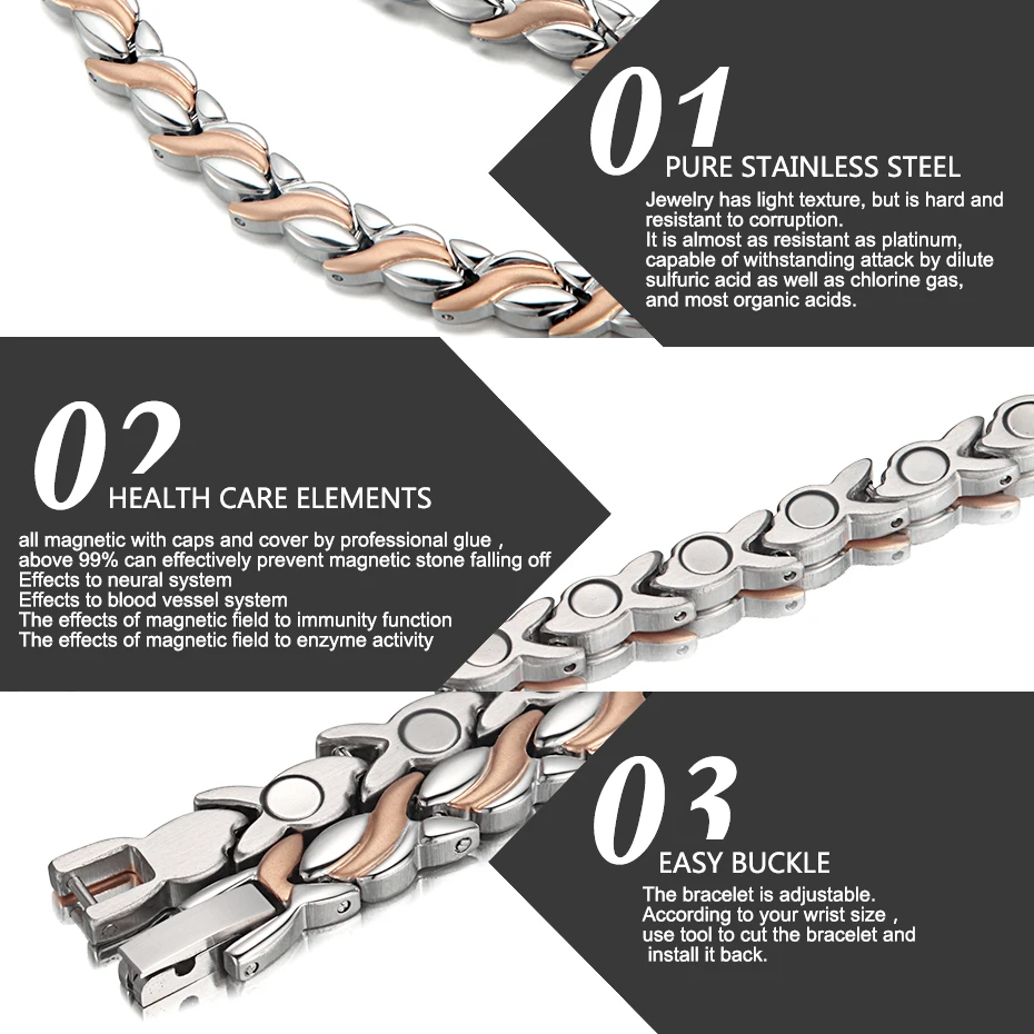 

WelMag 2020 New Women's Stainless Steel Necklaces Femme Therapy Strong Magnetic Necklace for Health Fish Design Rose Gold
