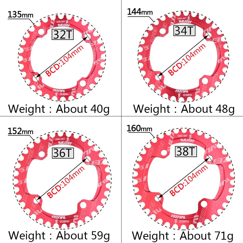 Single 1 speed system Narrow Wide chainring 104 BCD ROUND 32T 34T 36T 38T for MTB 11s 10s 9s 1*11 Crankset Chainwheel Ring | Спорт и