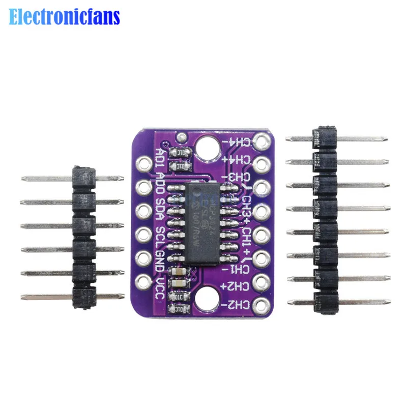 MCP3424 Digital I2C ADC 4 Channel Conversion Module For Raspberry Pi For Arduino 2.7-5.5V Programmable Gain Amplification Module