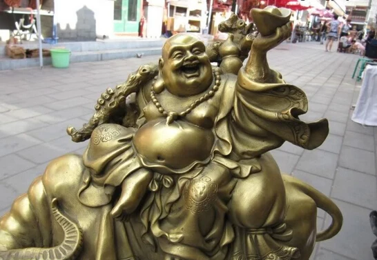 11 &quotКитайский народный латунный изысканные деньги Maitreya Rohan сидят на крупном