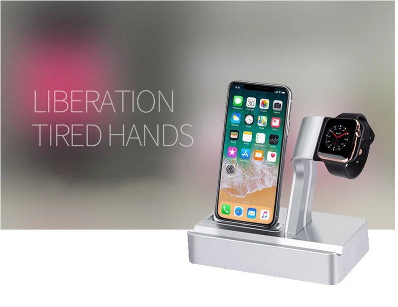 2 в 1 Подставка для зарядки для Apple Watch, подставка для зарядного устройства, подставка для телефона, зарядная станция для iPhone X 8 7 6 Plus, i Pad