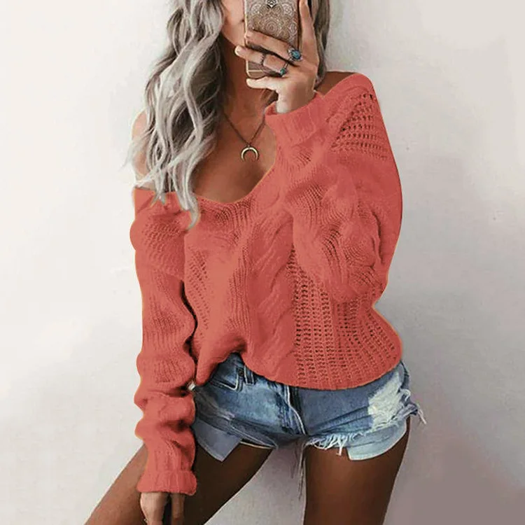OMCHION Plus Size 5XL 2018 Autumn Winter Deep V Neck Off Shoulder Sweater Women Sexy Twist Pullover Casual Knitwear NMM62 | Женская