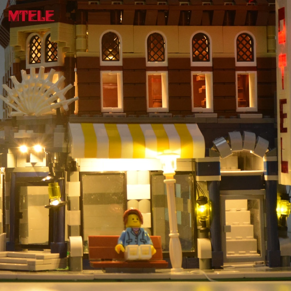 MTELE бренд светодиодный светильник Up Kit для Creator 10182 кафе на углу светильник ing набор совместим с моделью 15002(не включает модель