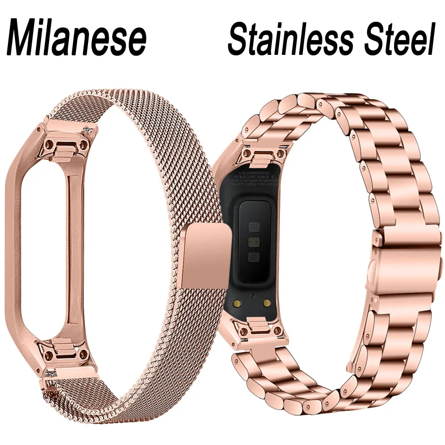 Ремешок из нержавеющей стали для samsung Galaxy fit-e SM-R375, Миланский Браслет, ремешок для часов, сменный металлический сетчатый Браслет - Цвет ремешка: Rose gold