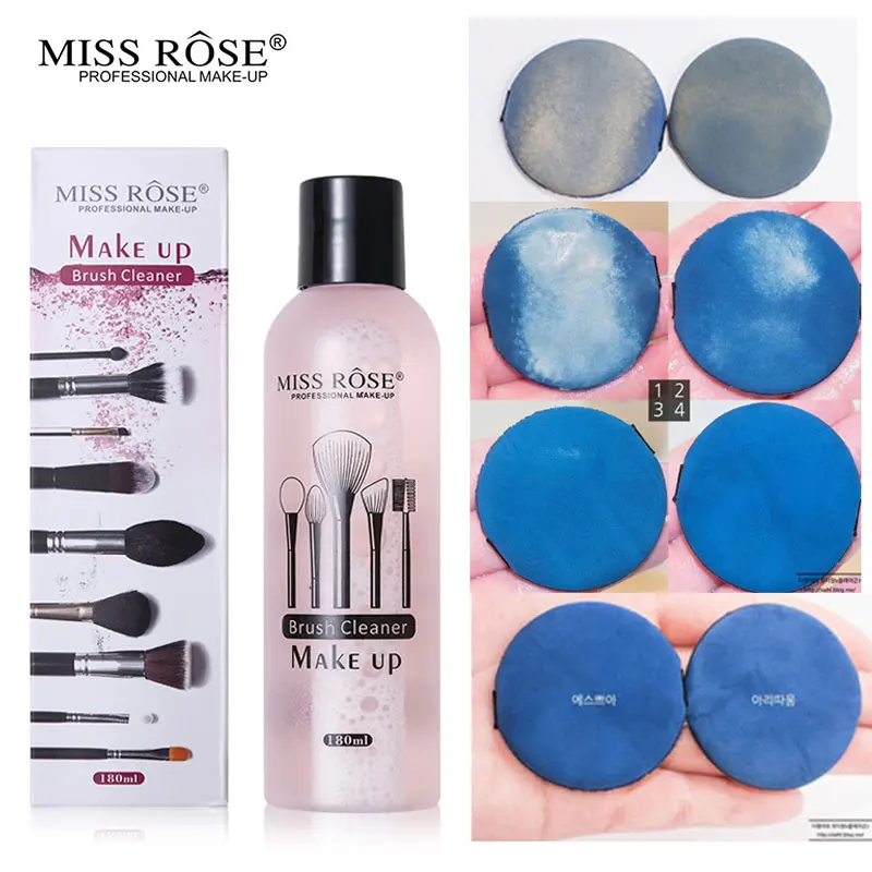Miss Rose Brush Cleaner Liquid Makeup Tools Quickly Cleaning Blush and Sponge Puff Professional Remover Kits 180ml | Красота и