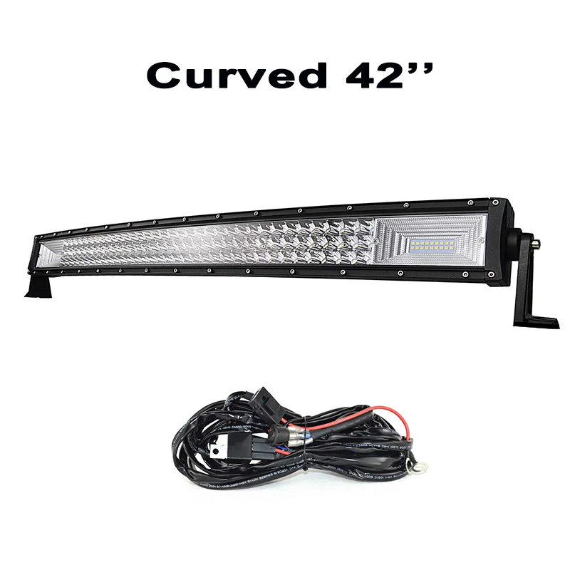 42inch with wire kit 3-РЯД 2" 32" 4" 52" изогнутый СВЕТОДИОДНЫЙ светильник бар Offroad светодиодный бар комбинированный луч светодиодный рабочий светильник бар 12v 24v для 4x4 4WD внедорожник автомобили ATV - Цвет: 42inch with wire kit
