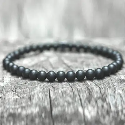 4MM Black Matte Под Старину натуральный камень Бусины мала лэйв браслет 4 мм маленькие бисерные деревянные браслеты для мужчин Будда молитва ювелирные изделия Homme Pulseira - Окраска металла: 4MM Black Matte