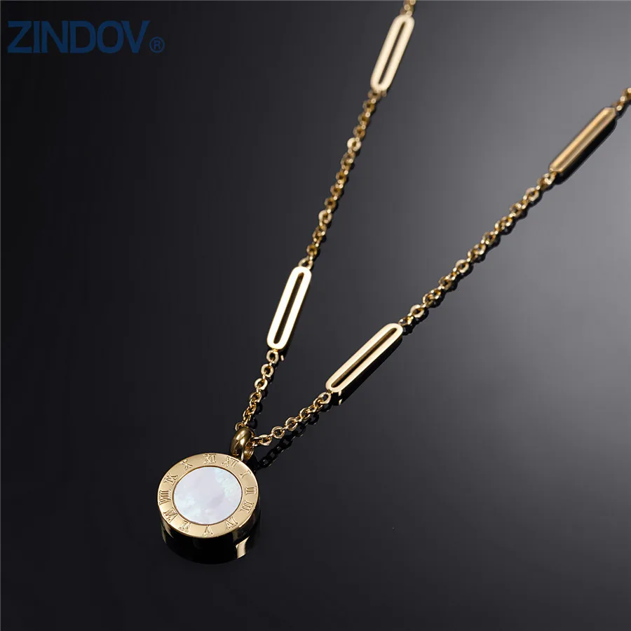 Женское Ожерелье ZINDOV длинное золотое ожерелье из нержавеющей стали розовое