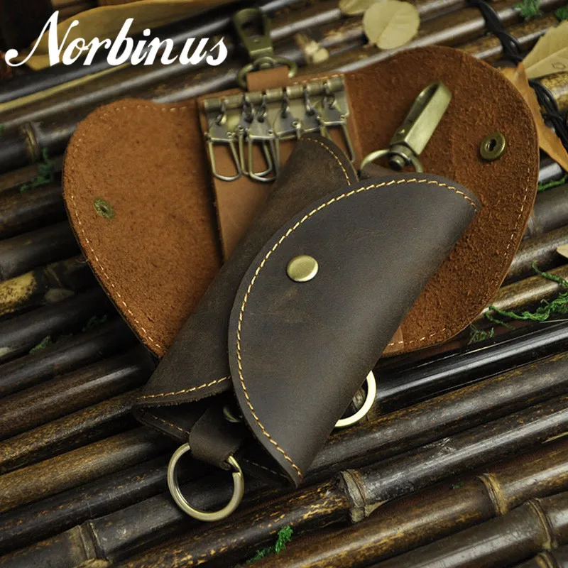Сумка для ключей Norbinus мужская из натуральной кожи Крейзи Хорс чехол унисекс с