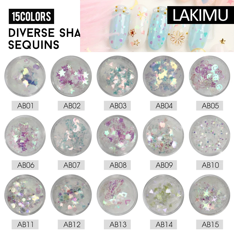 LAKIMU различные формы блёстки для ногтей DIY украшения аксессуары голографические