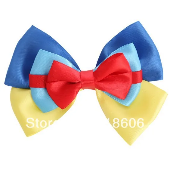 100 шт./лот цвет желтый и синий заколка принцессы с бантом для волос Бесплатная