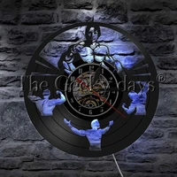 arnold schwarznegger fitness daren vinyl record wall clock led hanging light gift for bodybuilding fitness man gym sport