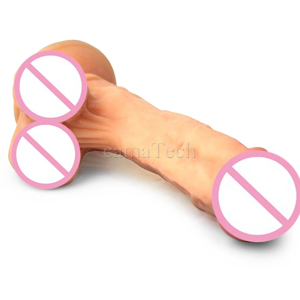 Силиконовый реалистичный фаллоимитатор на присоске член с шариками киска точка G