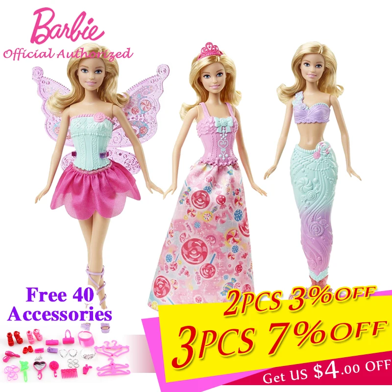 

Barbie Original Brand Collection Doll Fairytale Beautiful Baby Toy Dress Up Butterfly Barbie Boneca Mode DHC39 Free Shipping