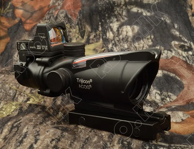 Тактический trijicon в стиле ACOG красные оптоволоконные оптики 4x32 Призма прицел и Красный точка зрения с креплением glock M6216
