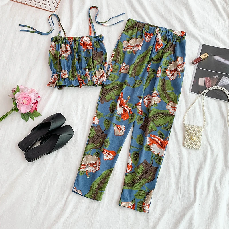 2019 Новый Модный женский комплект из двух предметов праздничный ветер набор шифон