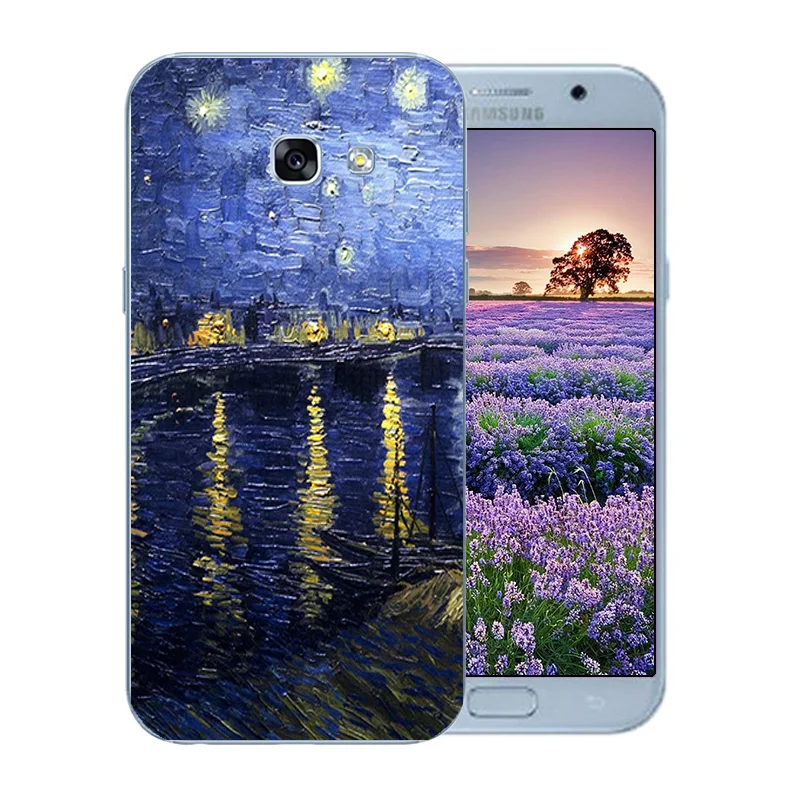 For Samsung Galaxy A5 2017 Case 5.2&quot Silicone Cases (2017) A520F Back Cover Soft TPU Van Gogh Pattern Bags |