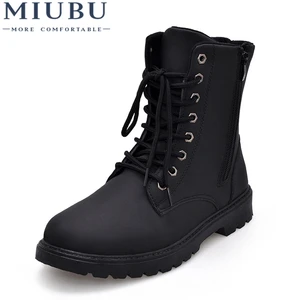 MIUBUТактические водонепроницаемые теплые зимние ботинки; Мужские Винтажные Кожаные Мотоциклетные ботильоны Martin с высоким вырезом; мужские повседневные ботильоны