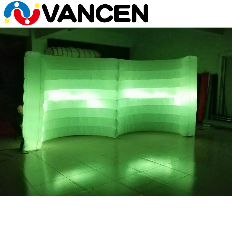 

Factory price wedding party event decoration 4m width 2m high inflatable wall with LED light and inside blower