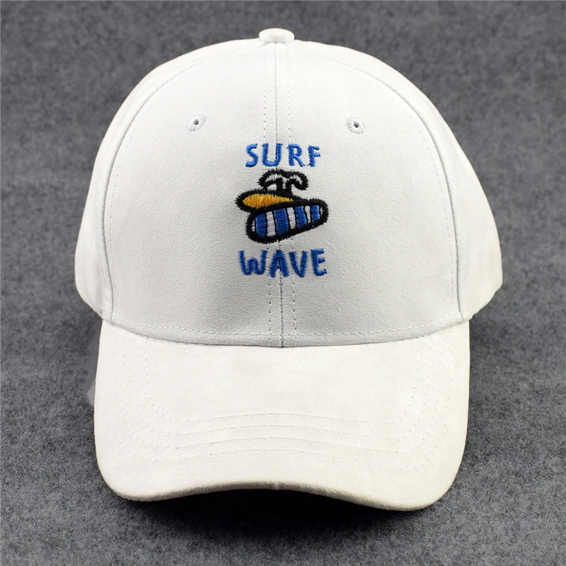Модные регулируемый замши шляпа вышивка Волны Прибоя Бейсбол Кепки Snapback козырек