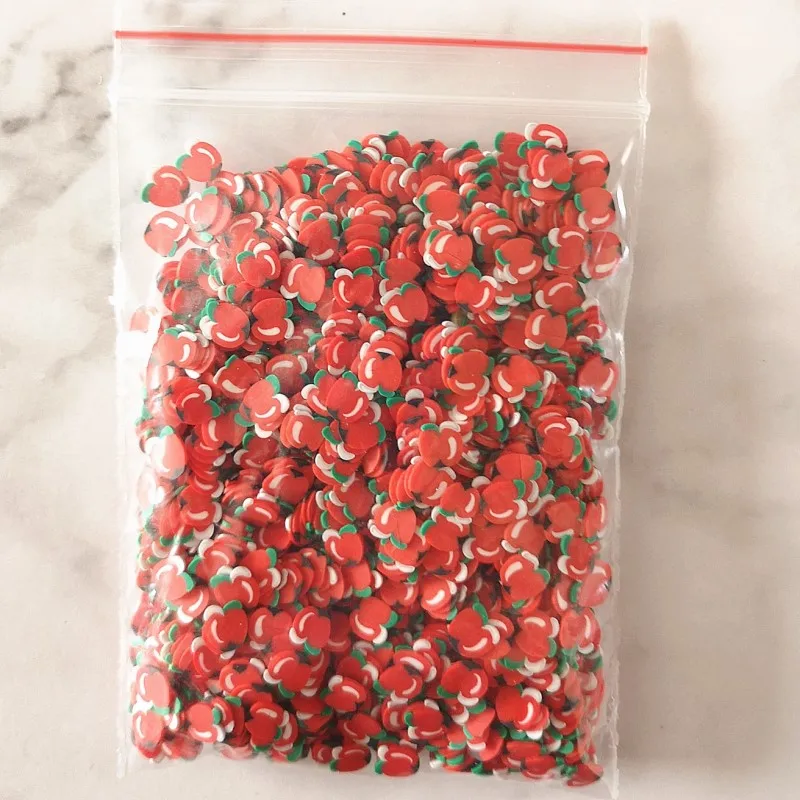 5mm Apple 20g 20 г 2000 шт Красивые милые наклейки для ногтей Полимерная глина в форме фруктов секции для глины Мода DIY милый Декор наклейки глина украшение для альбома - Цвет: 5mm Apple 20g