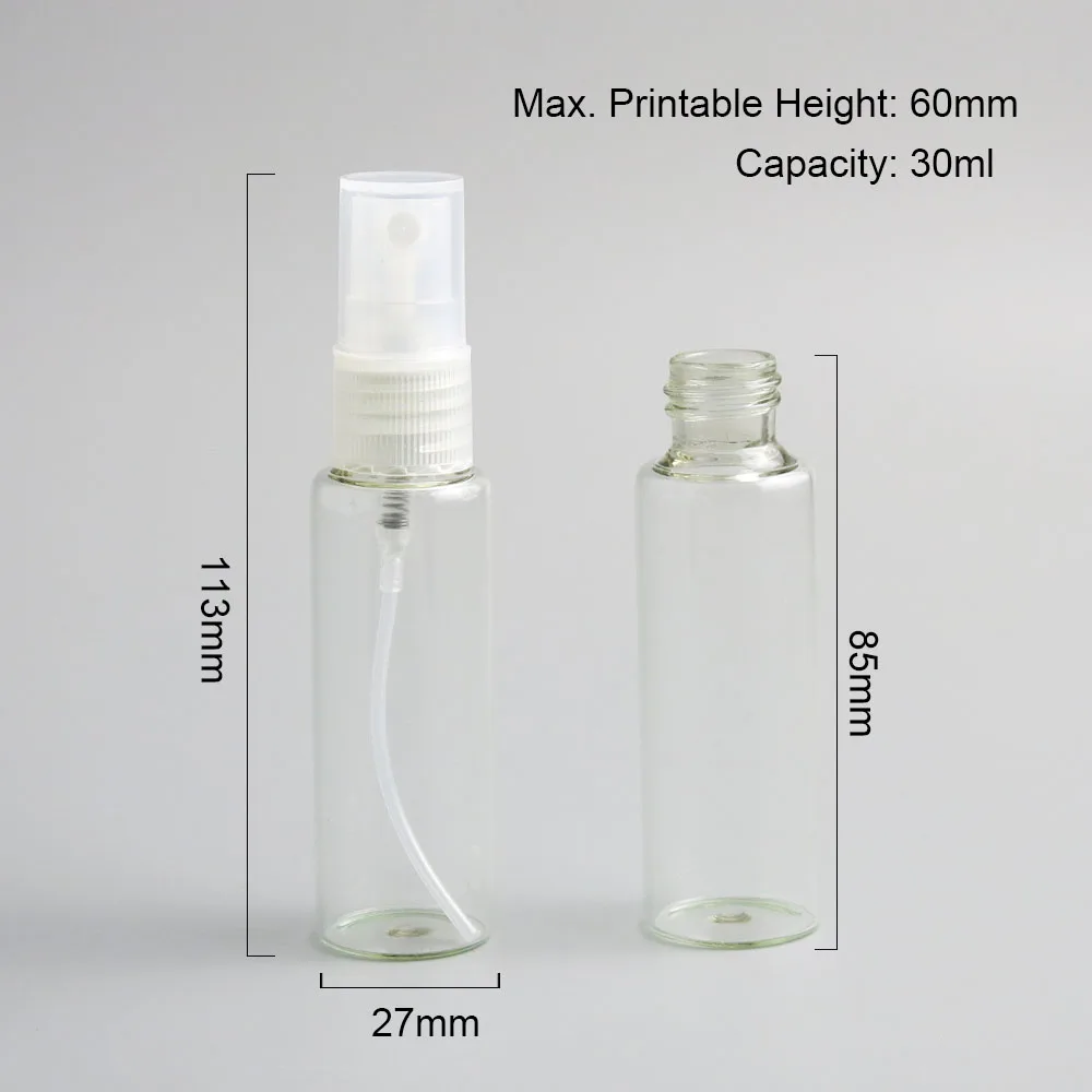 30 x 30ml Clear Glass Perfume Spray Bottle Vial Women Cosmetic Containers Refillable Plastic White Black Cap | Красота и здоровье
