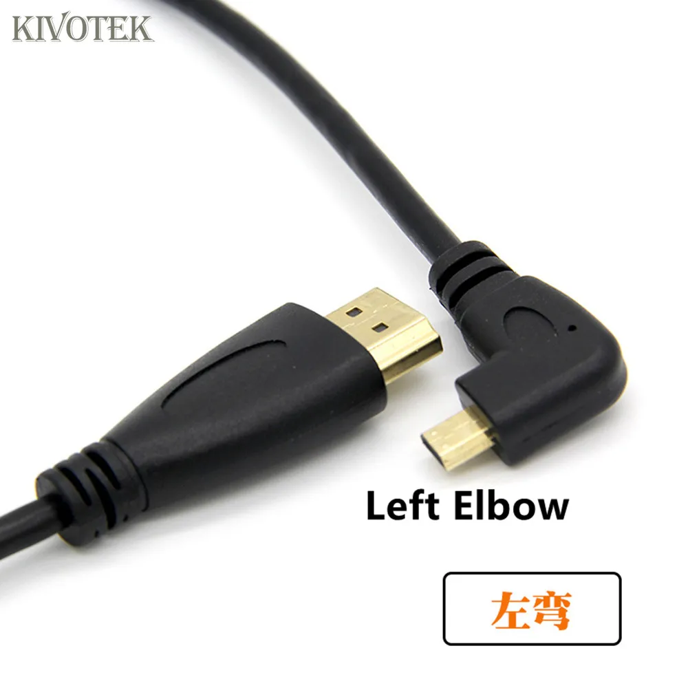 KIVOTEK ультра гибкий 90 Угол левый/правый локоть микро HDMI мужчина к hdmi Мужской кабель